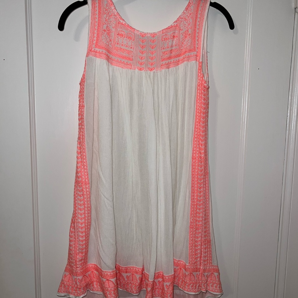 Super cute white and hot pink (coral) dress